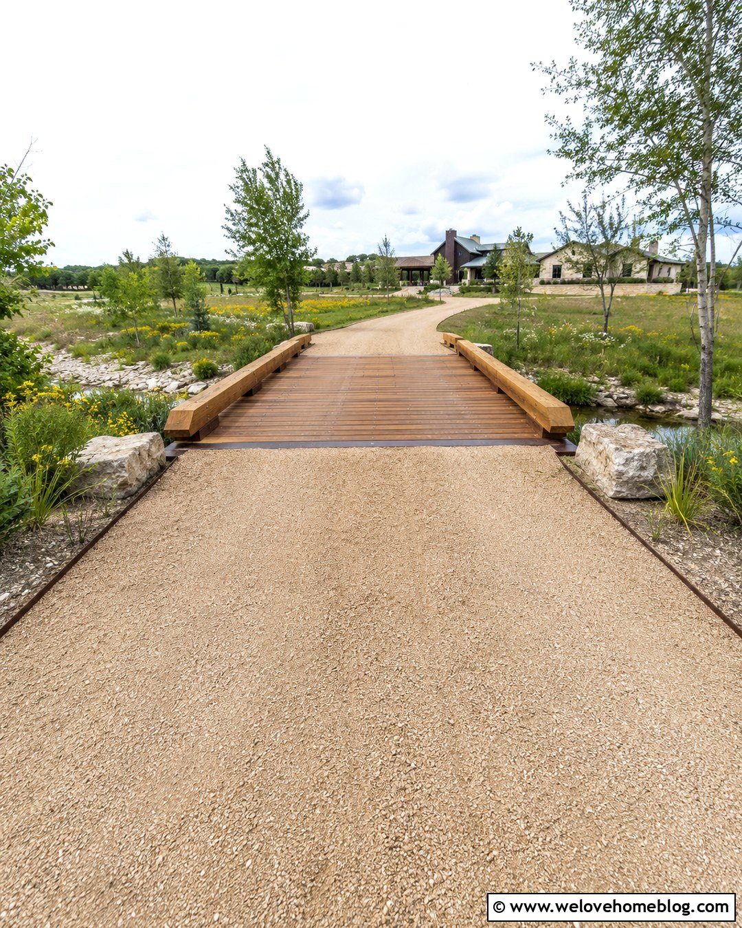 Gravel Driveway Bridge With Timber Wheel Guards - 20 Driveway Bridge Plans Ideas