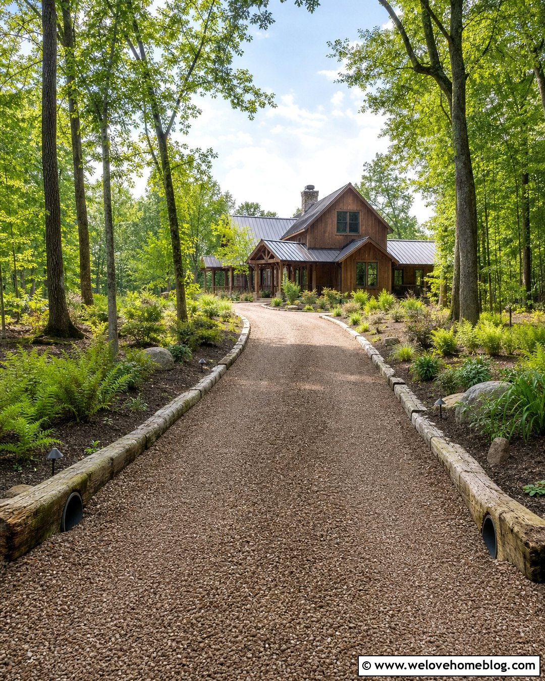 Gravel Driveway Edging With Natural Logs - 25 Gravel Driveway Edging Cheap Ideas