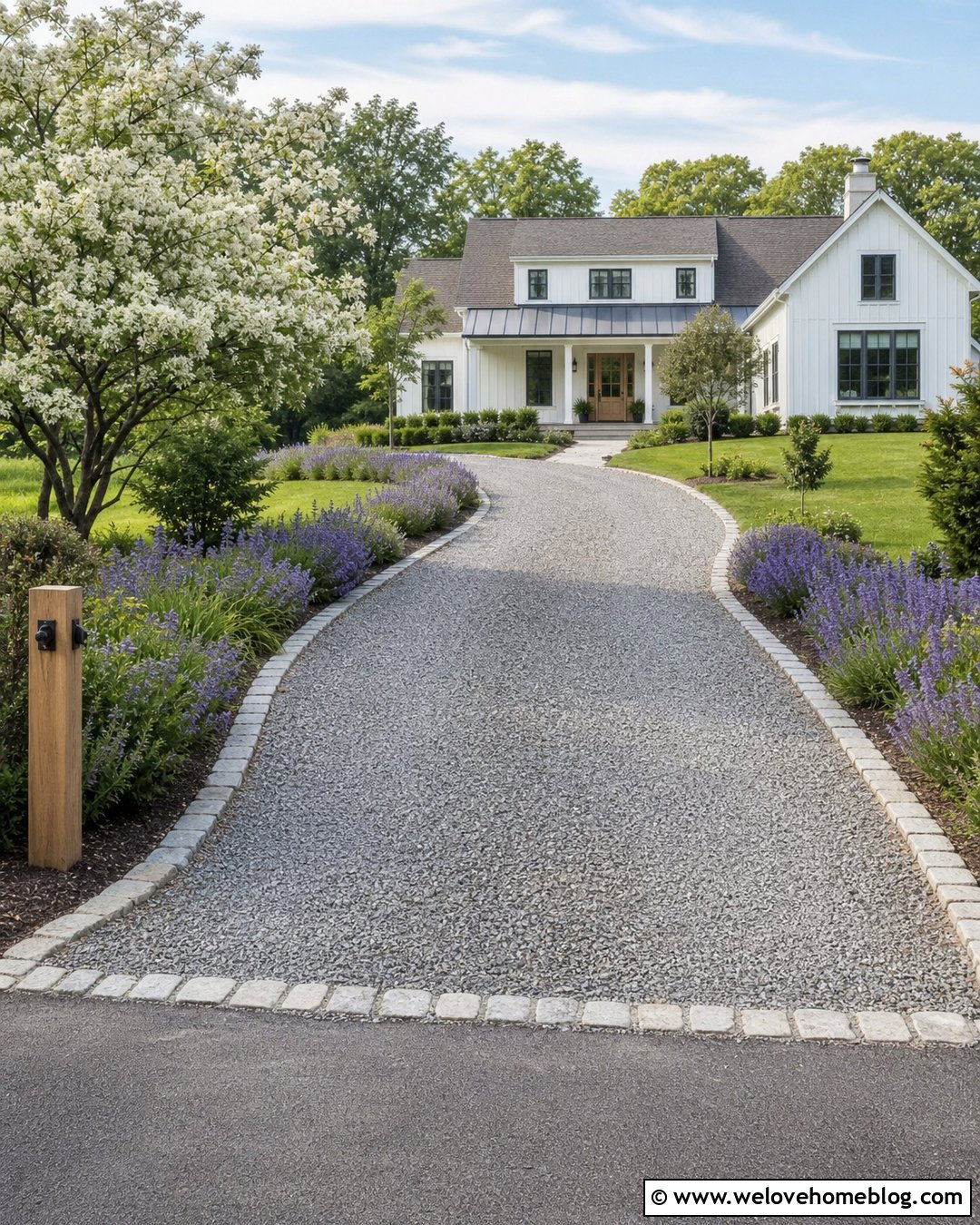 Gravel Driveway Entrance With Lavender Borders - 20 Landscaping At Driveway Entrance Ideas