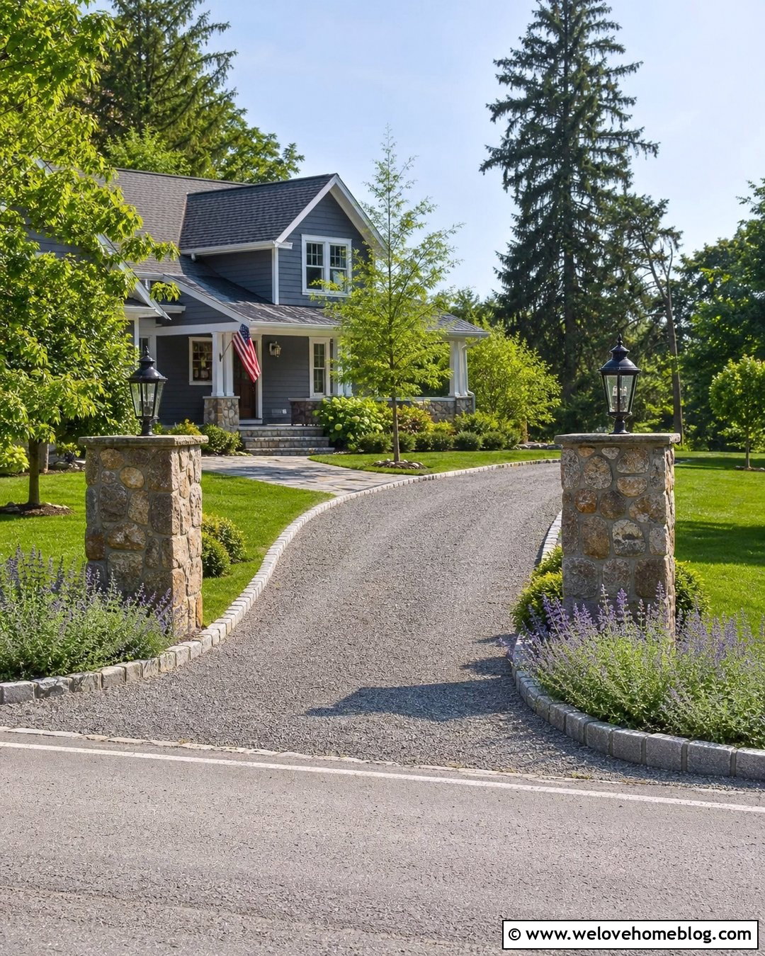 Gravel Driveway Entrance With Stone Pillars - 20 landscape for driveway entrance ideas