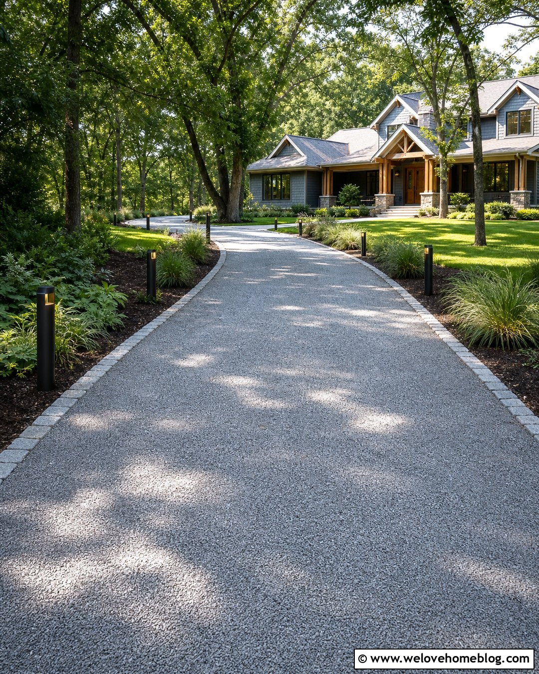 Gravel Driveway With Bollard Lighting - 25 Driveway Gravel Ideas