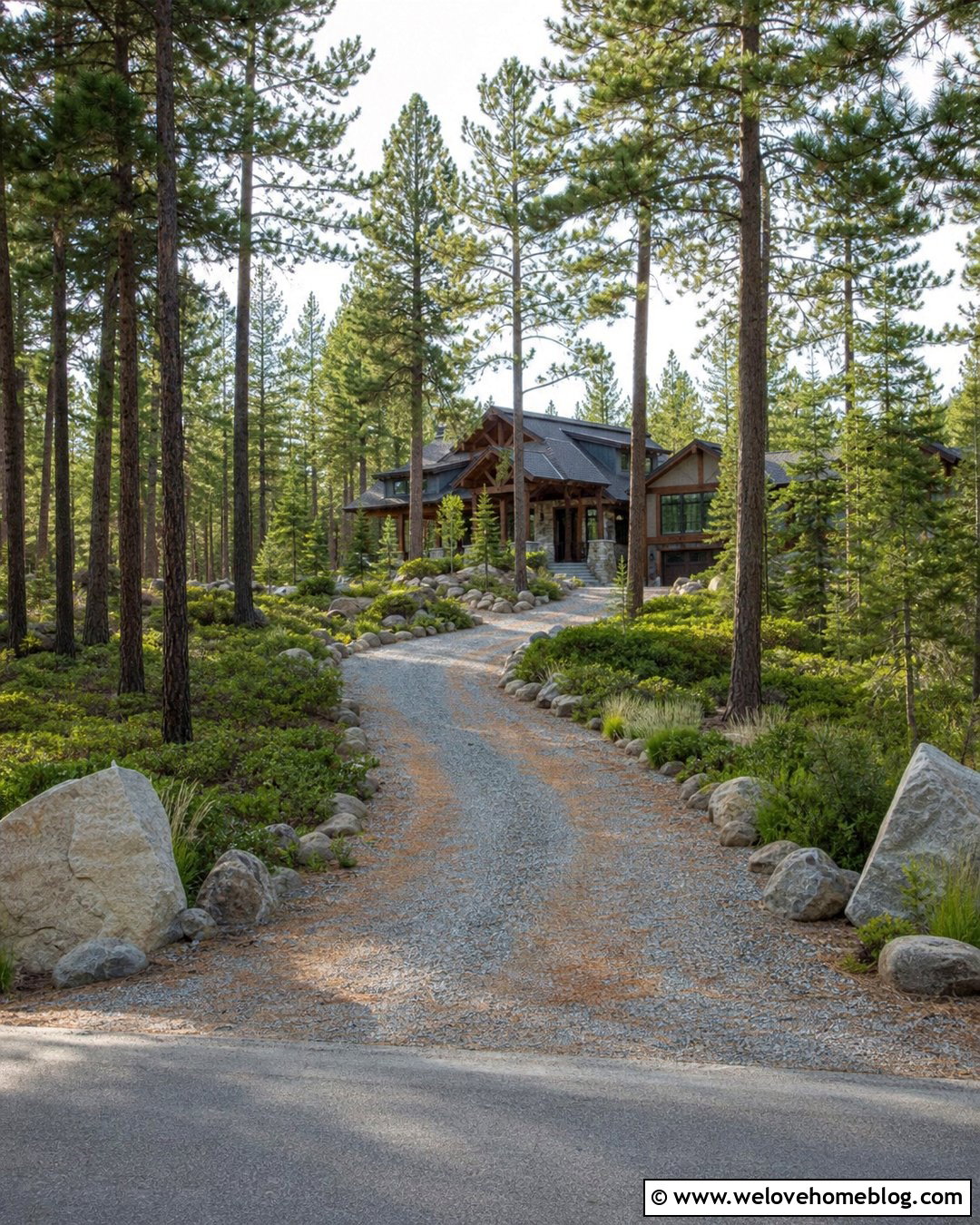 Gravel Driveway With Boulder Borders - 20 Driveways With Gravel Ideas