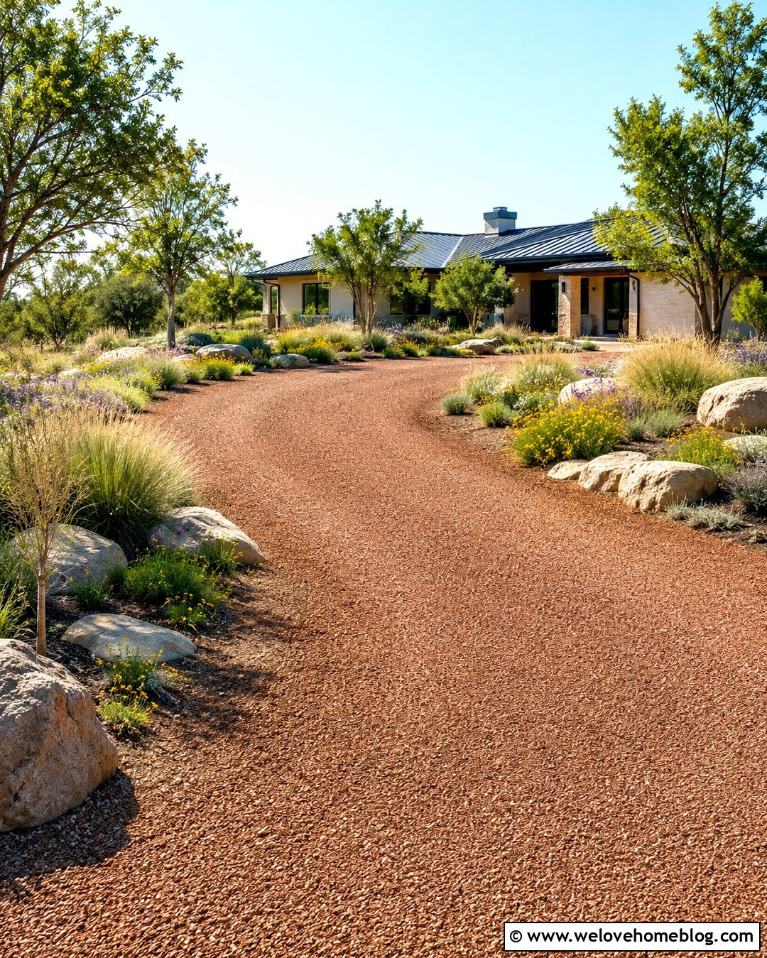 Gravel Driveway With Boulders And Native Plants - 20 gravel driveways edging ideas