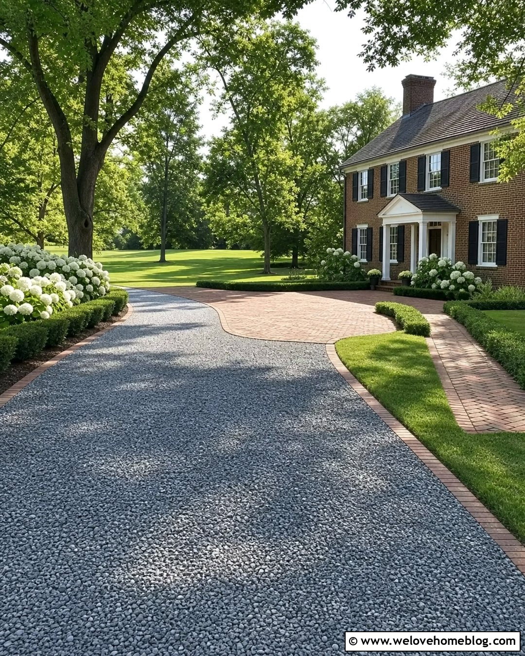 Gravel Driveway With Brick Parking Court - 25 Elegant Driveway Ideas