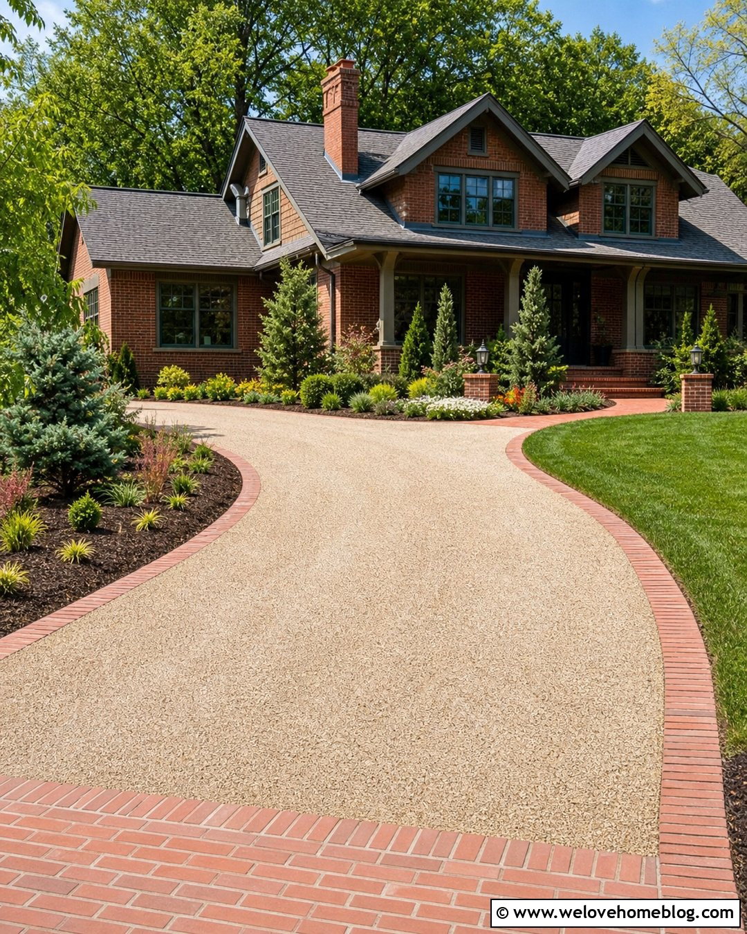 Gravel Driveway With Brick Ribbon Borders - 35 gravel driveway landscaping ideas