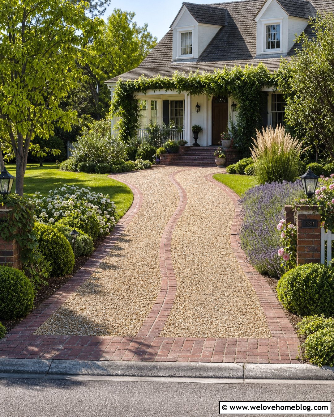 Gravel Driveway With Brick Ribbon Path - 20 Gravel Driveway With Path Ideas