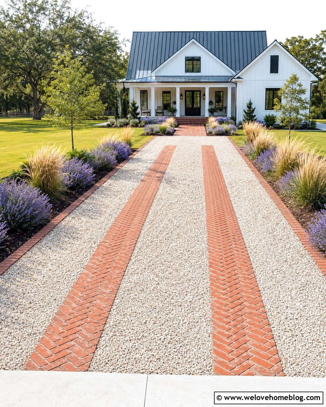Gravel Driveway With Brick Wheel Tracks - 20 Brick And Gravel Driveway Ideas
