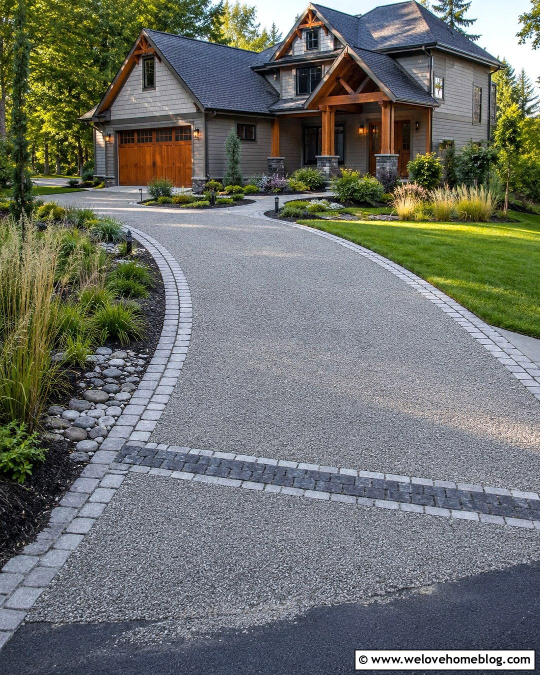 Gravel Driveway With Cobblestone Drainage Channel - 20 gravel driveway cobblestone edging ideas