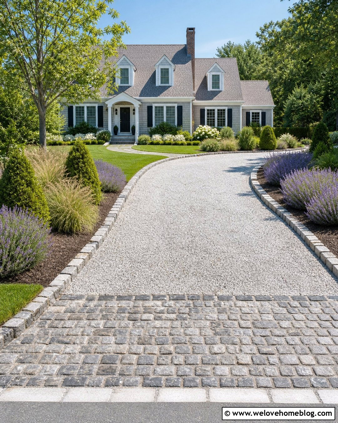 Gravel Driveway With Cobblestone Edging - 50 Driveway Ideas