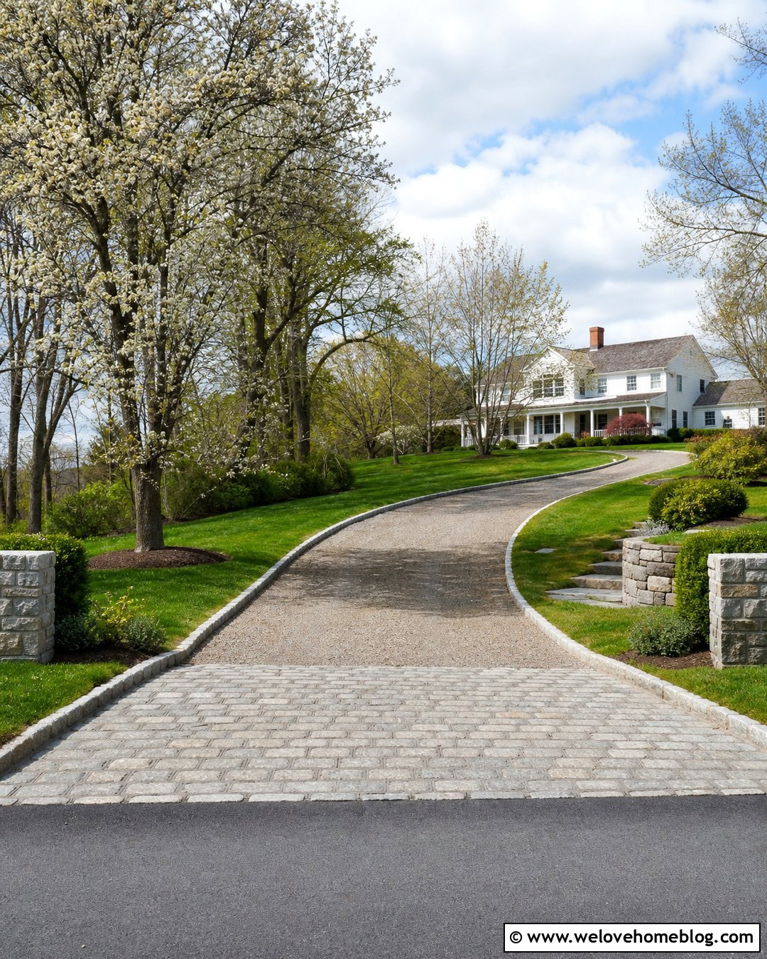 Gravel Driveway With Cobblestone Entrance - 30 Cobble Stone Driveway Entrance Ideas