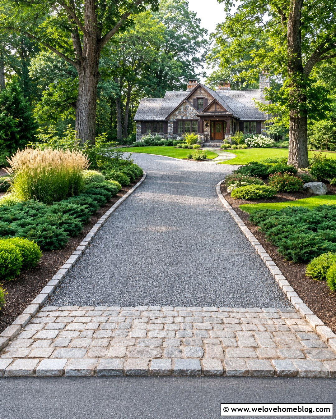 Gravel Driveway With Cobblestone Lining - 20 Lining Driveway Ideas
