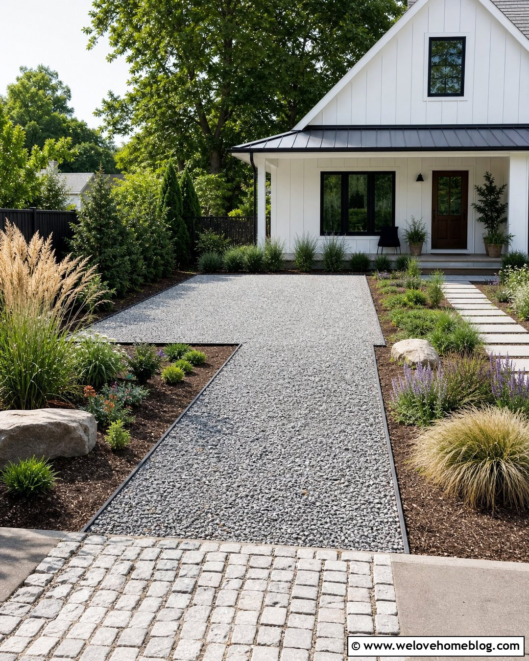 Gravel Driveway With Compact Parking Pad - 20 Small Yard Driveway Ideas