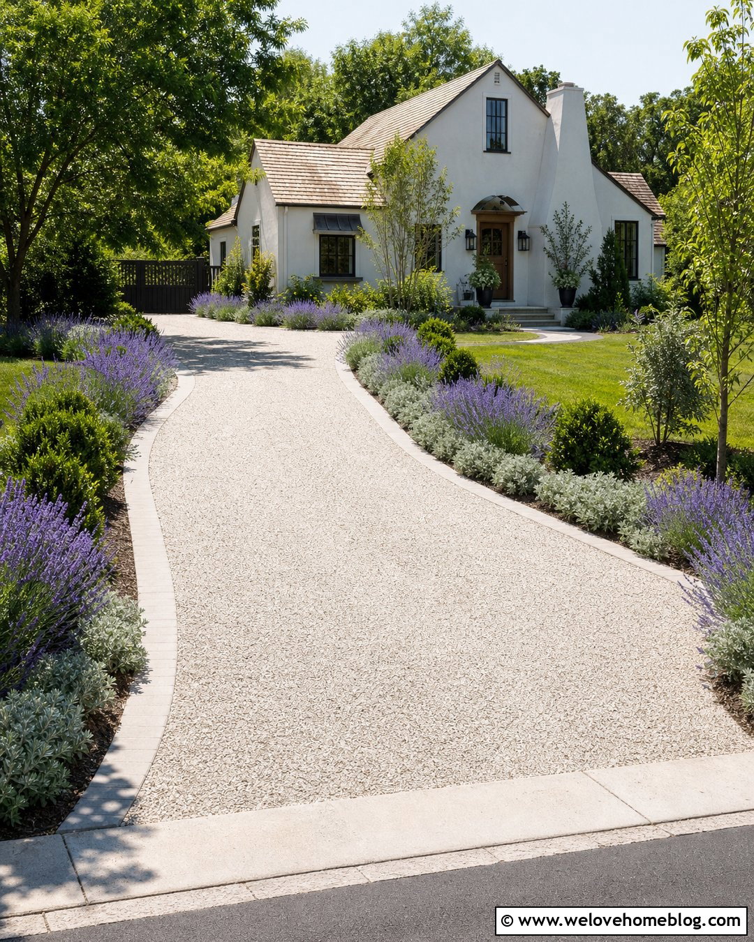 Gravel Driveway With Concrete Border And Lavender - 20 Gravel Driveway With Concrete Border Ideas