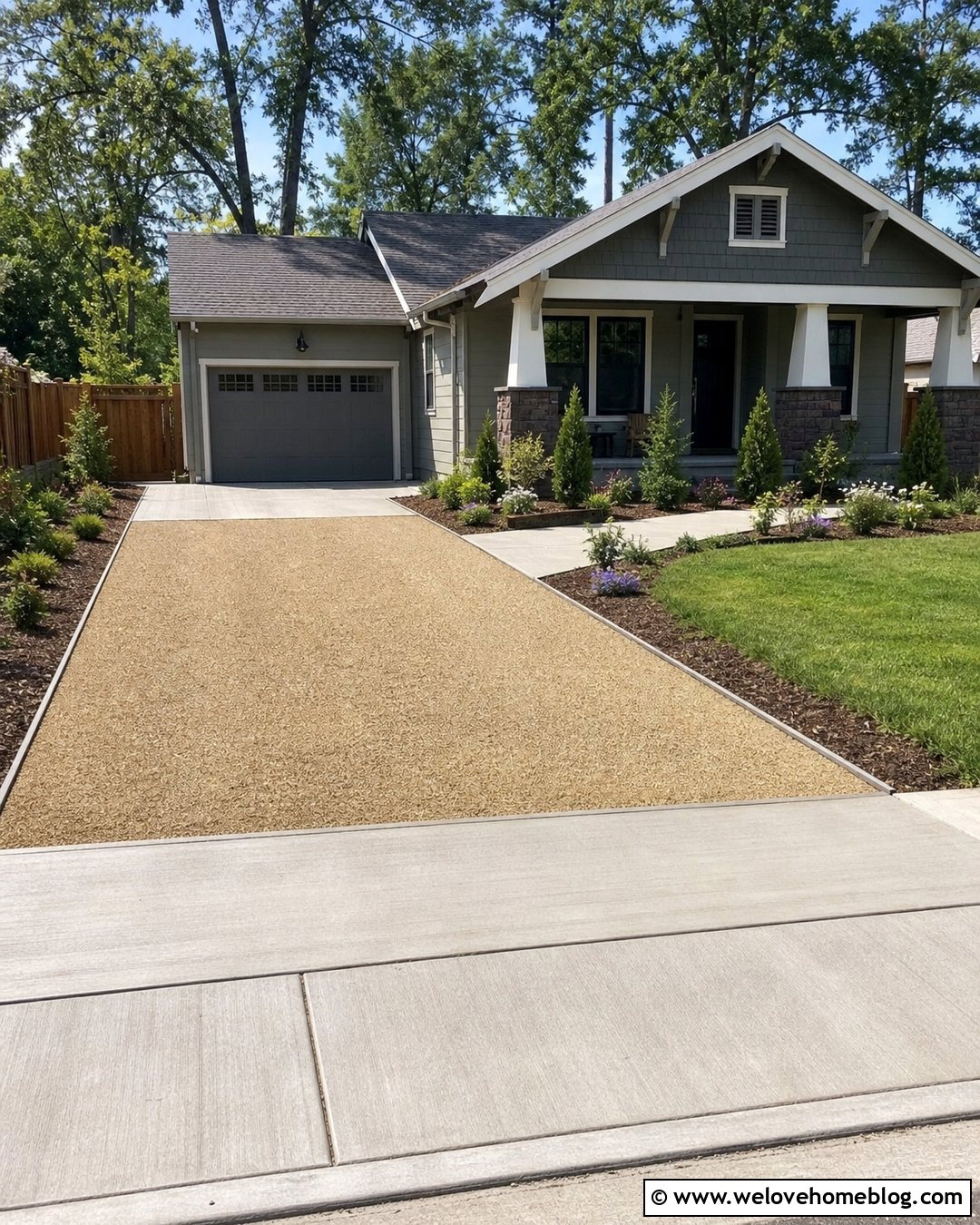 Gravel Driveway With Concrete Entrance Apron - 20 Budget Friendly Driveway Ideas