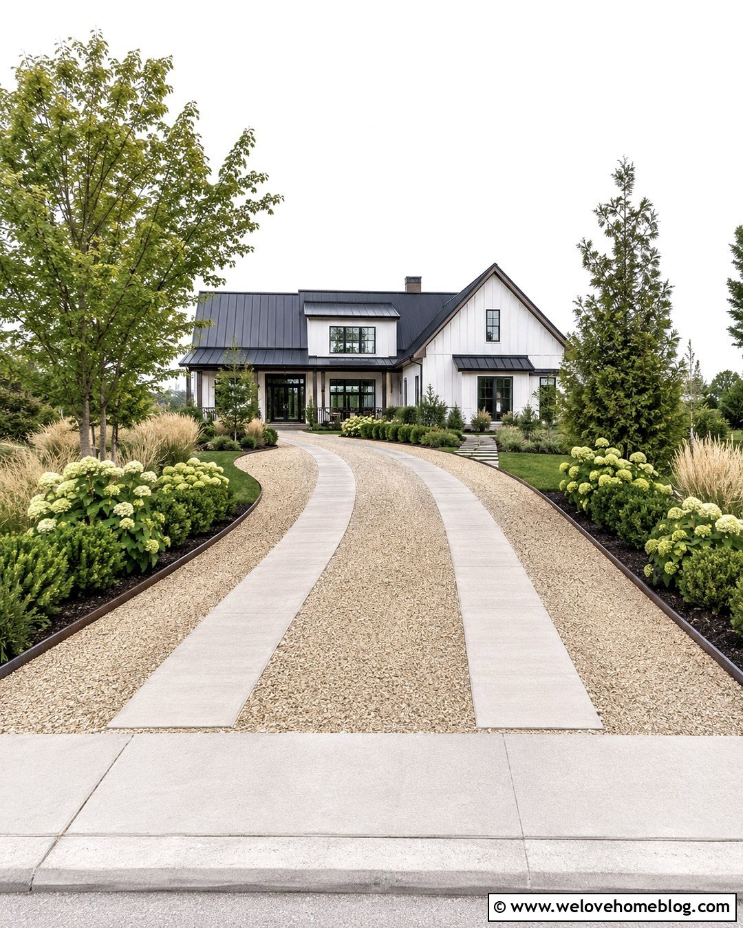 Gravel Driveway With Concrete Tire Tracks - 20 Gravel For Driveway Ideas