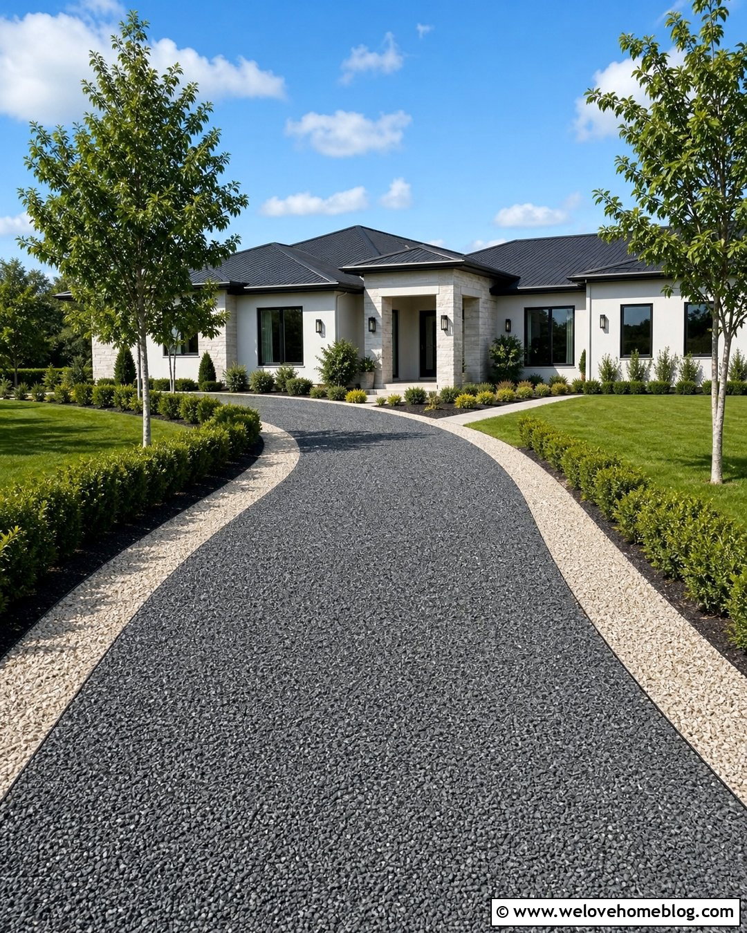 Gravel Driveway With Contrasting Gravel Border - 20 gravel driveway with border ideas