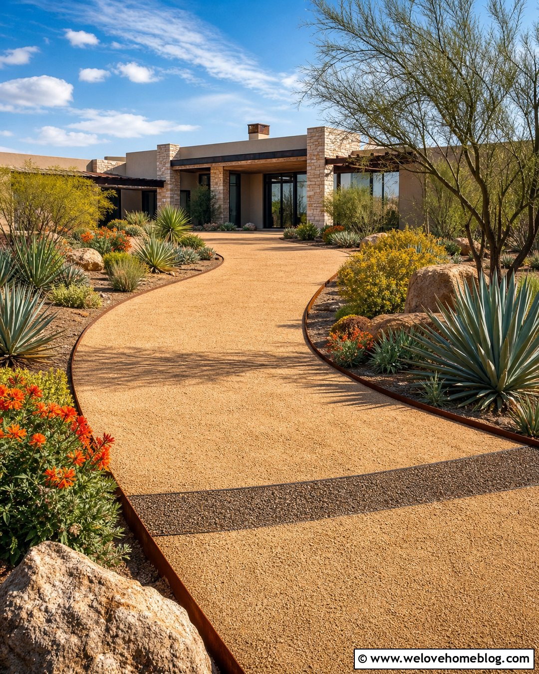 Gravel Driveway With Desert Landscaping - 50 gravel driveway ideas