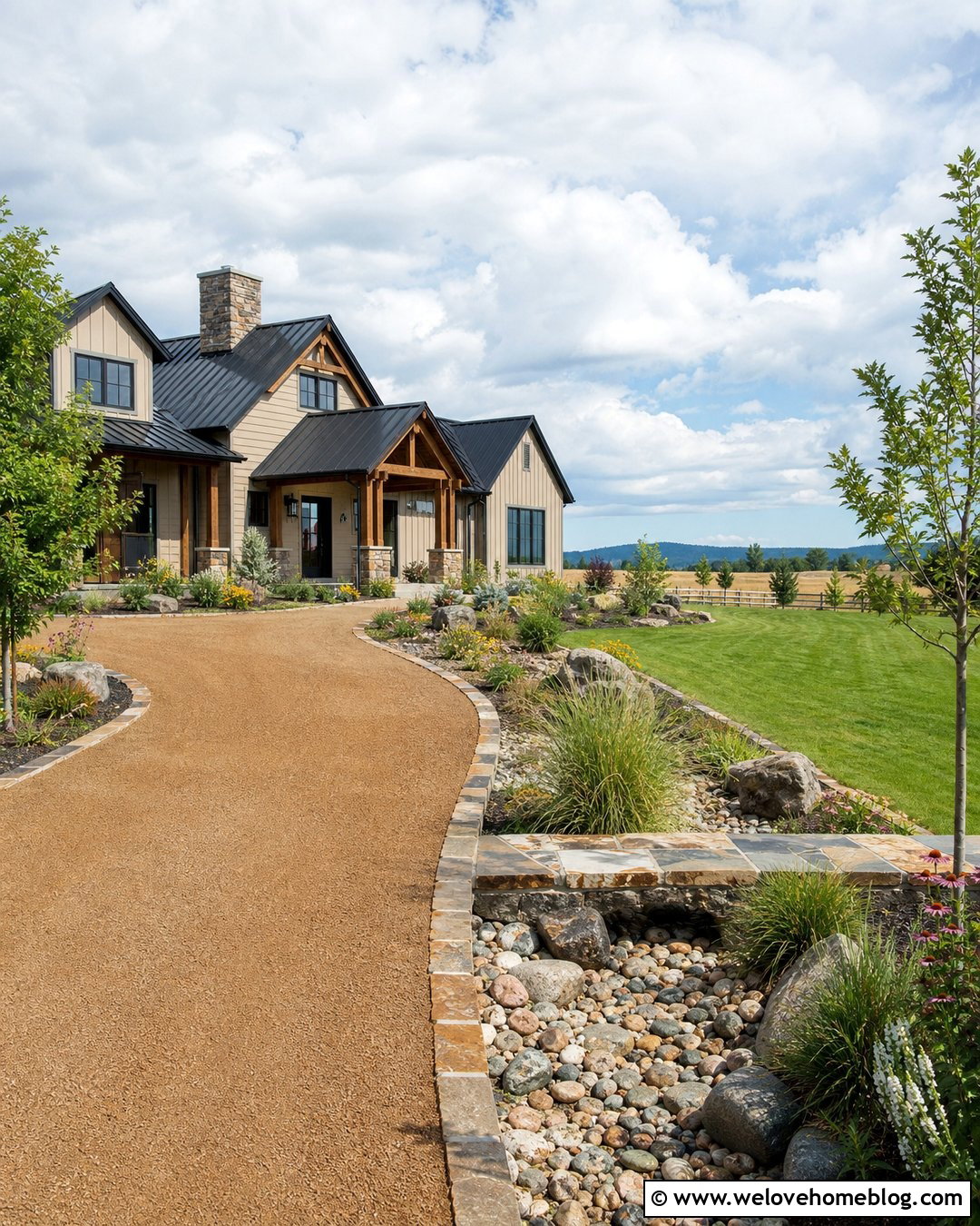Gravel Driveway With Dry Creek Drainage - 35 gravel driveway landscaping ideas