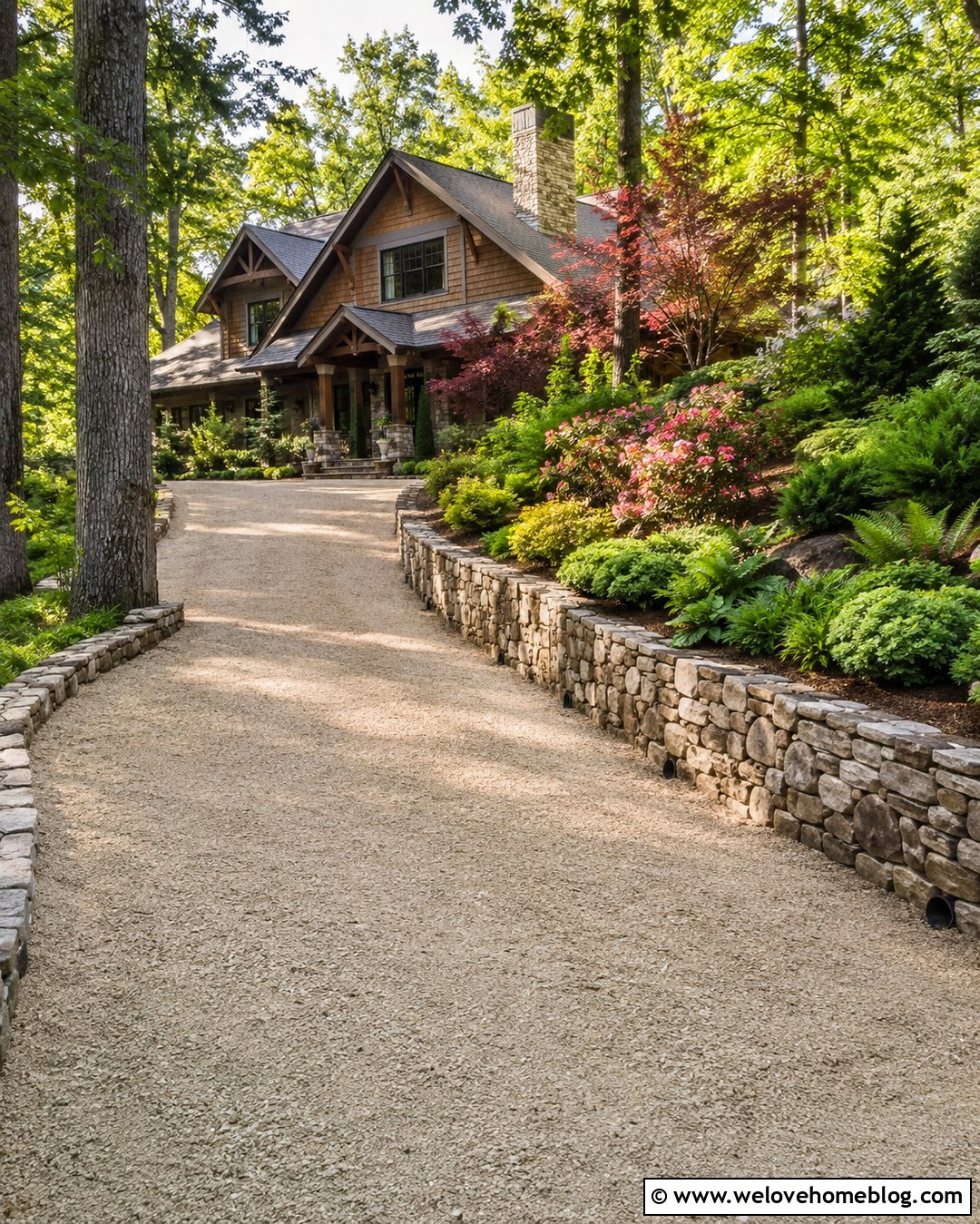 Gravel Driveway With Dry Stack Stone Edging - 20 Gravel Driveway Landscaping Edging Ideas