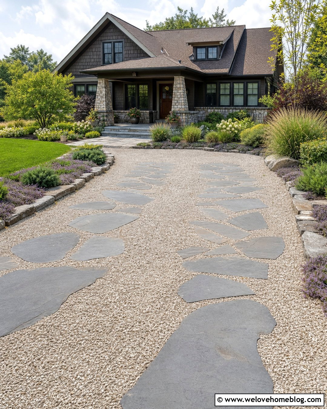 Gravel Driveway With Flagstone Parking Pads - 20 Stone And Gravel Driveway Ideas