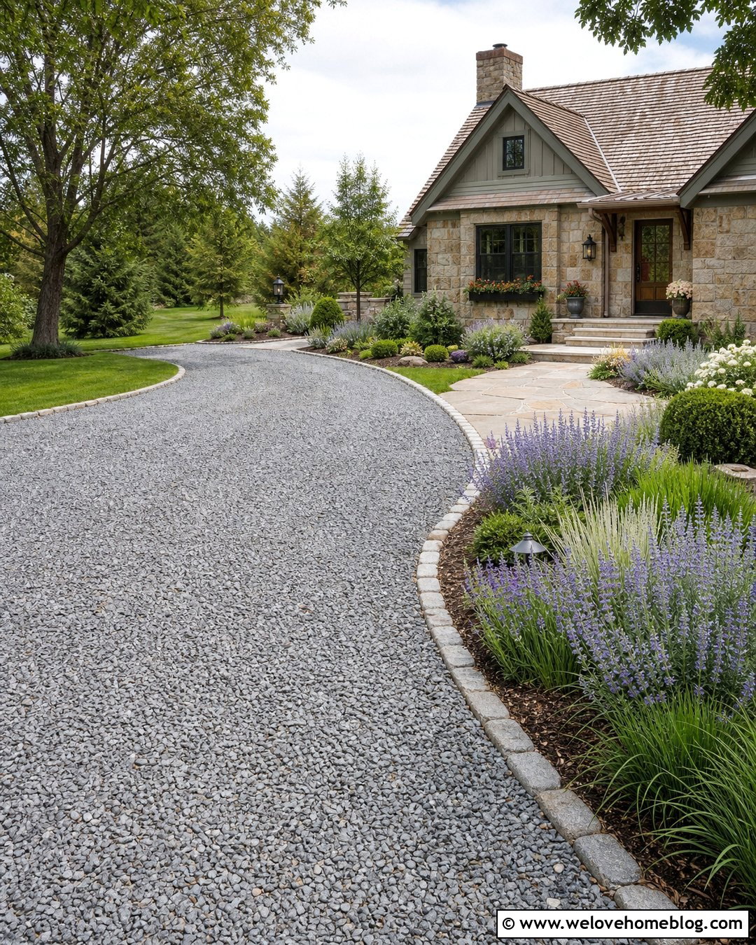 Gravel Driveway With Flagstone Patio - 20 Patio And Driveway Combo Ideas