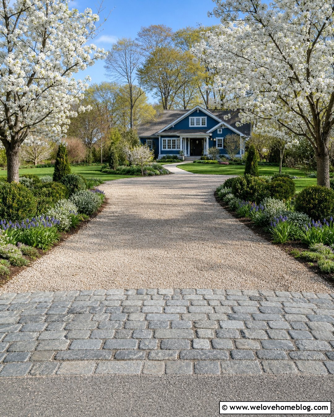 Gravel Driveway With Flowering Tree Entrance - 50 gravel driveway ideas