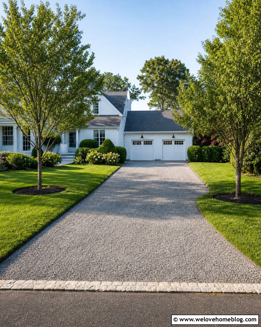 Gravel Driveway With Grass And Hidden Curbing - 20 Gravel Driveway Curbing Ideas