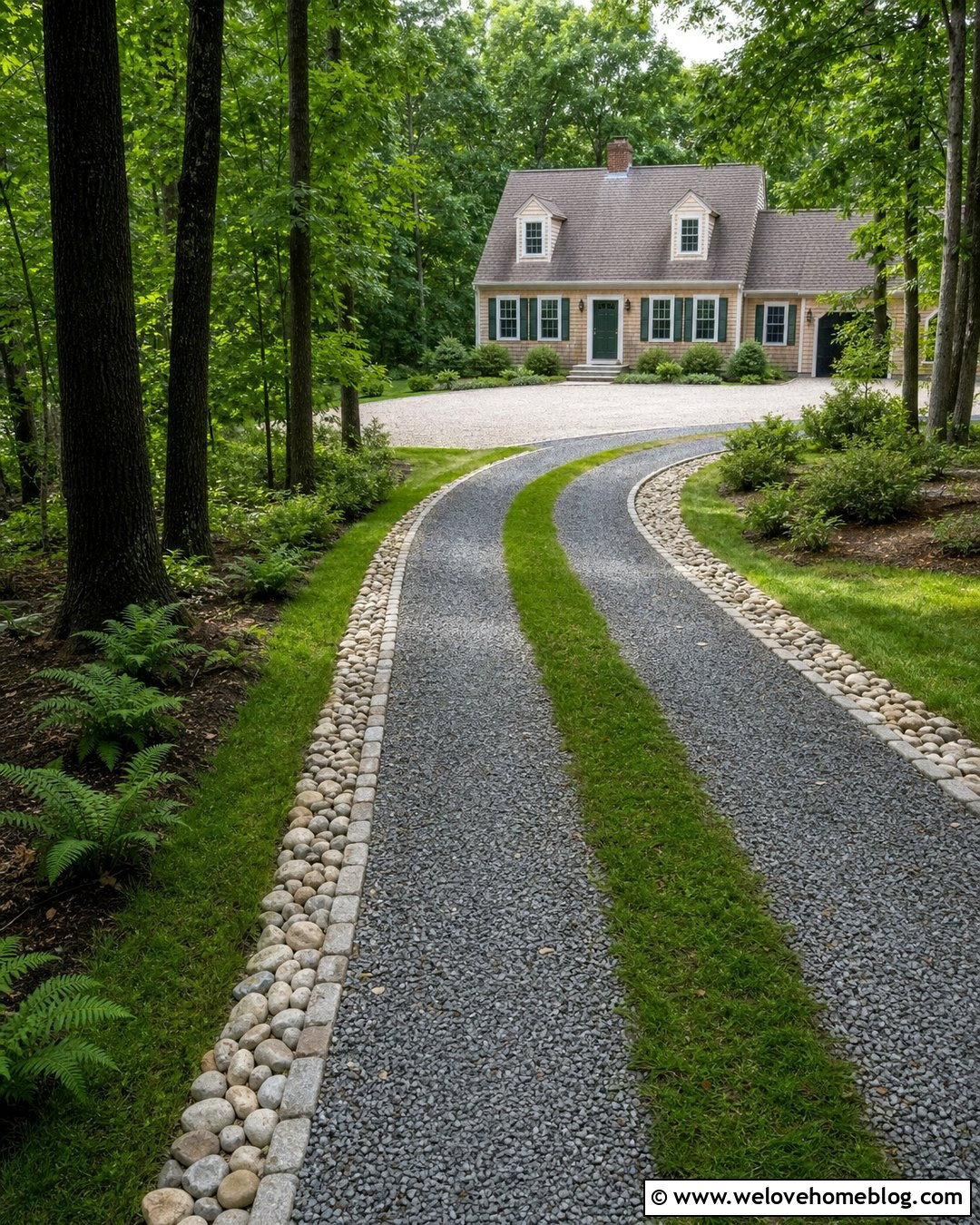 Gravel Driveway With Grass Center Strip - 20 Driveway Through Woods Ideas