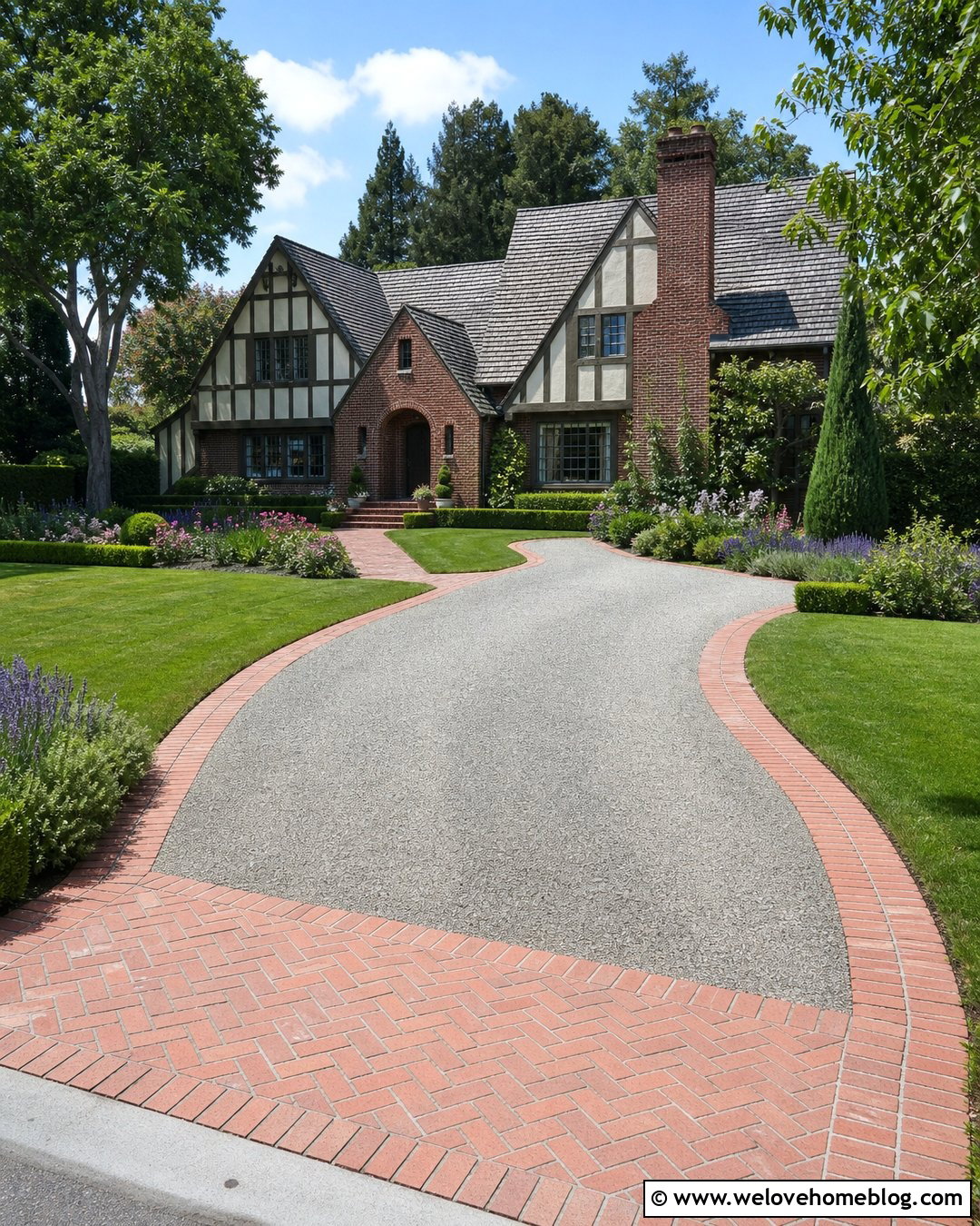 Gravel Driveway With Herringbone Brick Border - 20 gravel driveway with paver border ideas