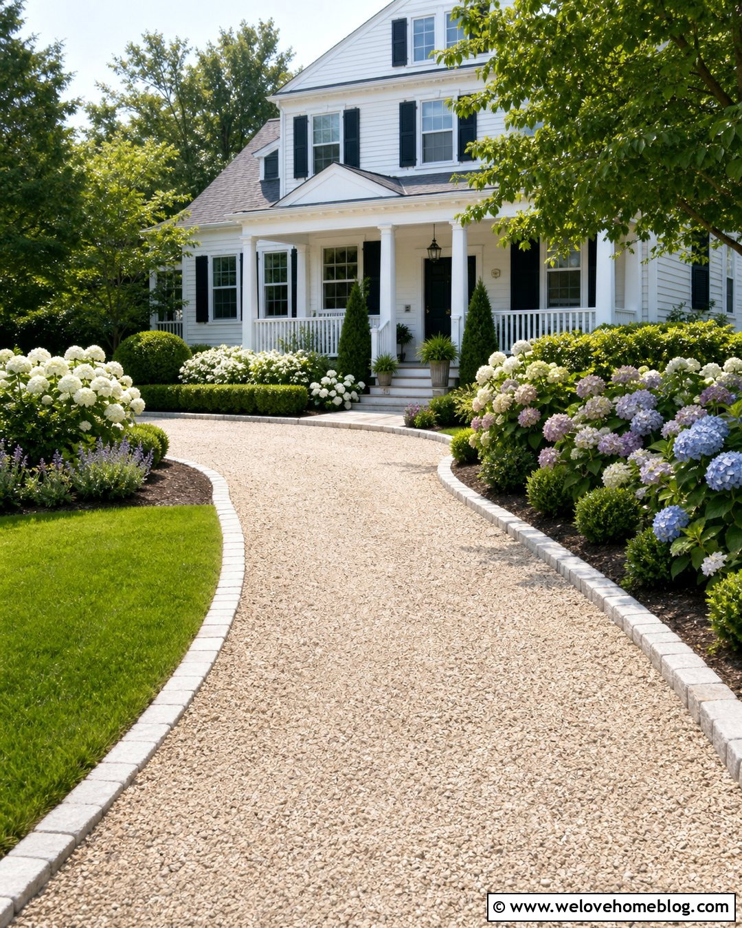 Gravel Driveway With Hydrangea Borders - 35 gravel driveway landscaping ideas