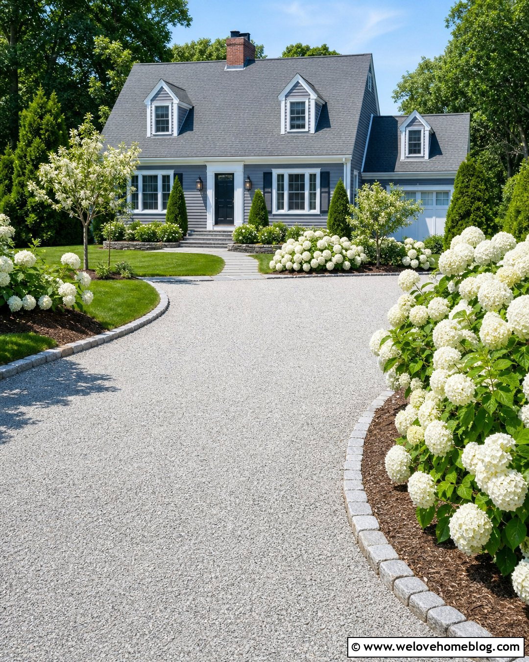 Gravel Driveway With Hydrangea Borders - 50 gravel driveway ideas