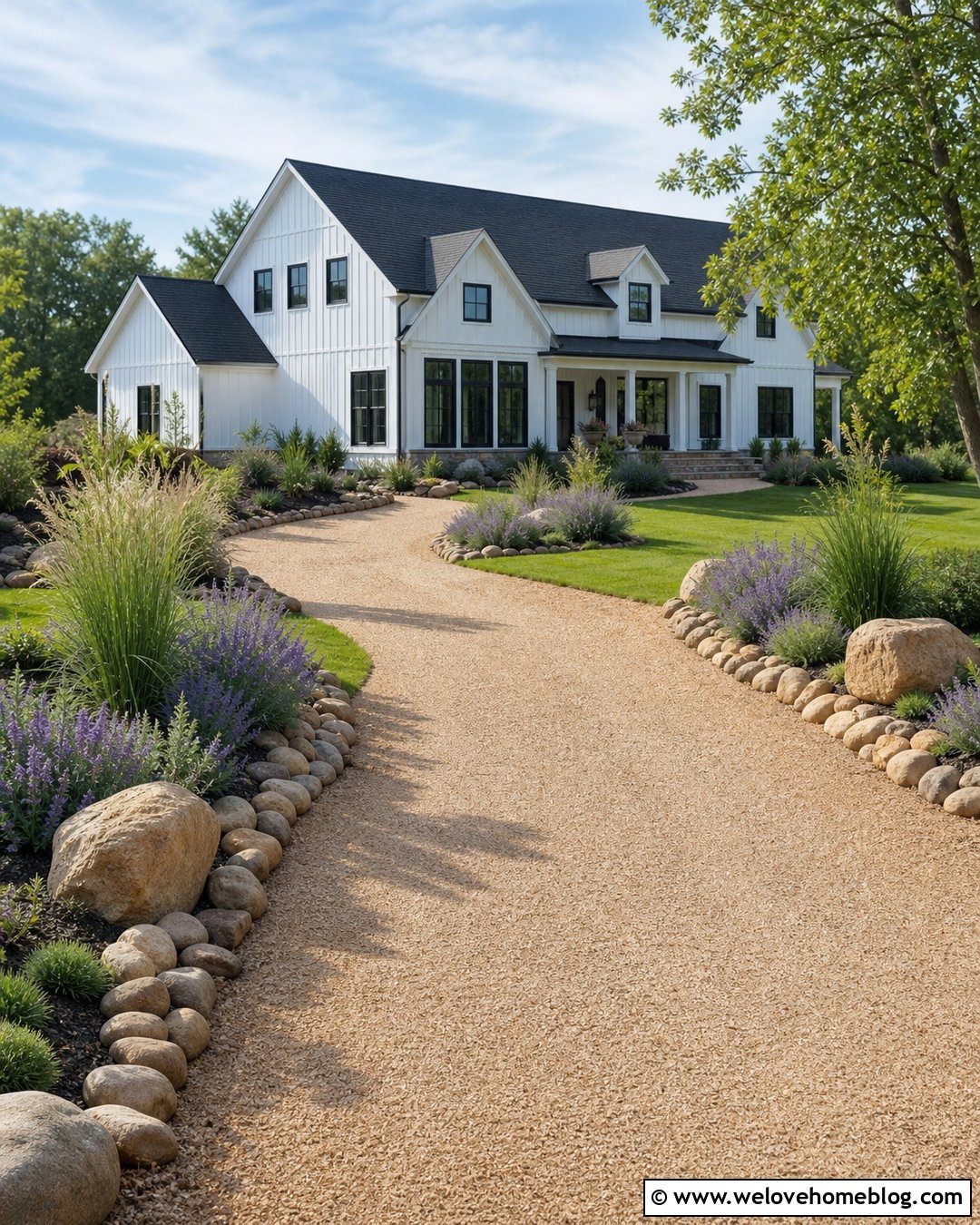 20 River Rock Driveway Border Ideas for Polished Curb Appeal