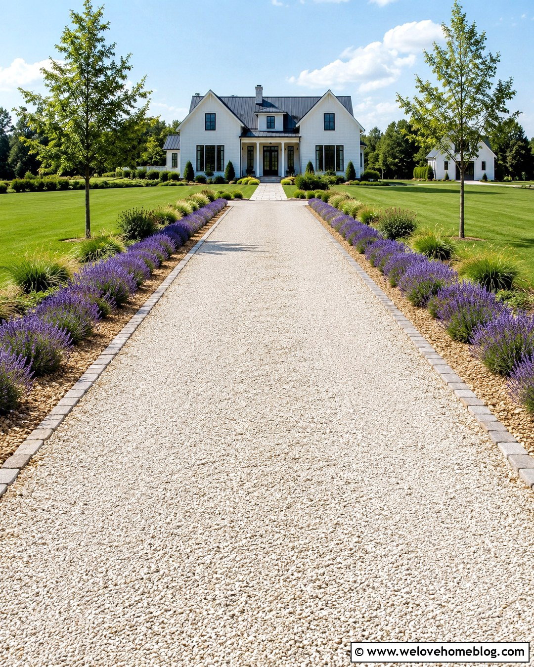 Gravel Driveway With Lavender Border