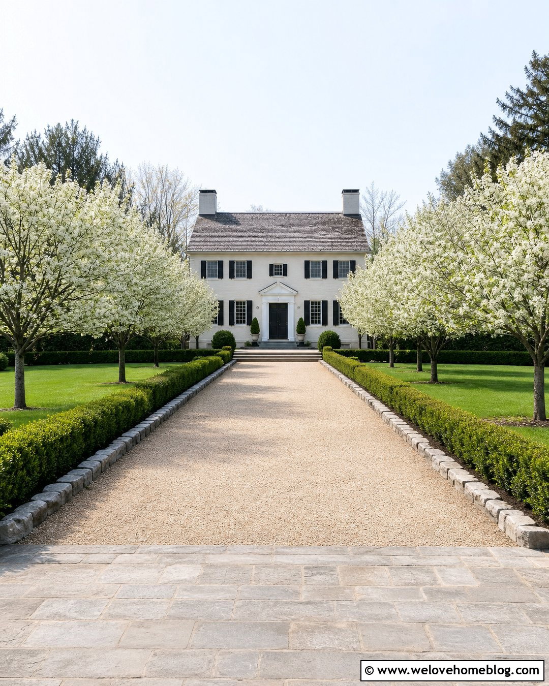 Gravel Driveway With Low Boxwood Hedges - 50 gravel driveway ideas