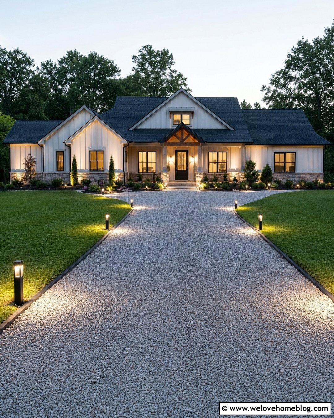 Gravel Driveway With Low Cost Solar Lights - 35 Gravel Driveway Cheap Ideas