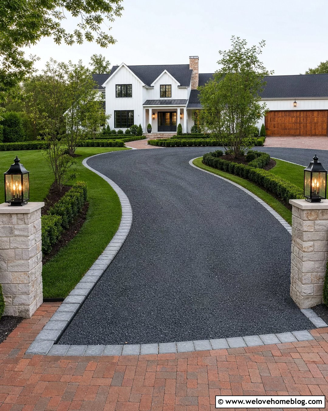 Gravel Driveway With Mixed Material Curbing - 20 Gravel Driveway Curbing Ideas