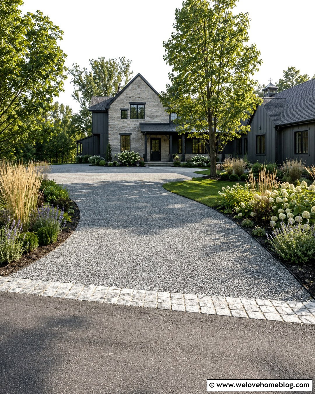 Gravel Driveway With Mixed Stone And Metal Edging - 20 Edging Gravel Driveway Ideas