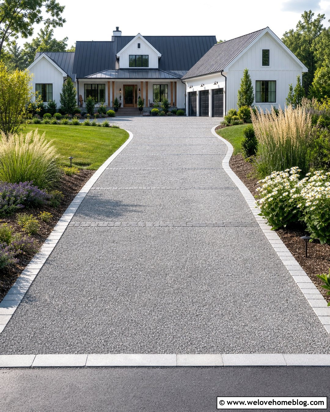 Gravel Driveway With Mixed Stone Bands - 35 gravel driveway landscaping ideas