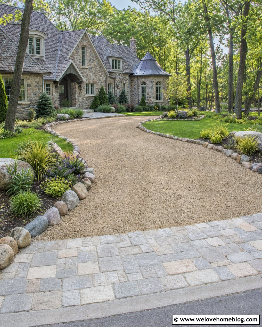 Gravel Driveway With Mixed Stone Border - 50 gravel driveway ideas