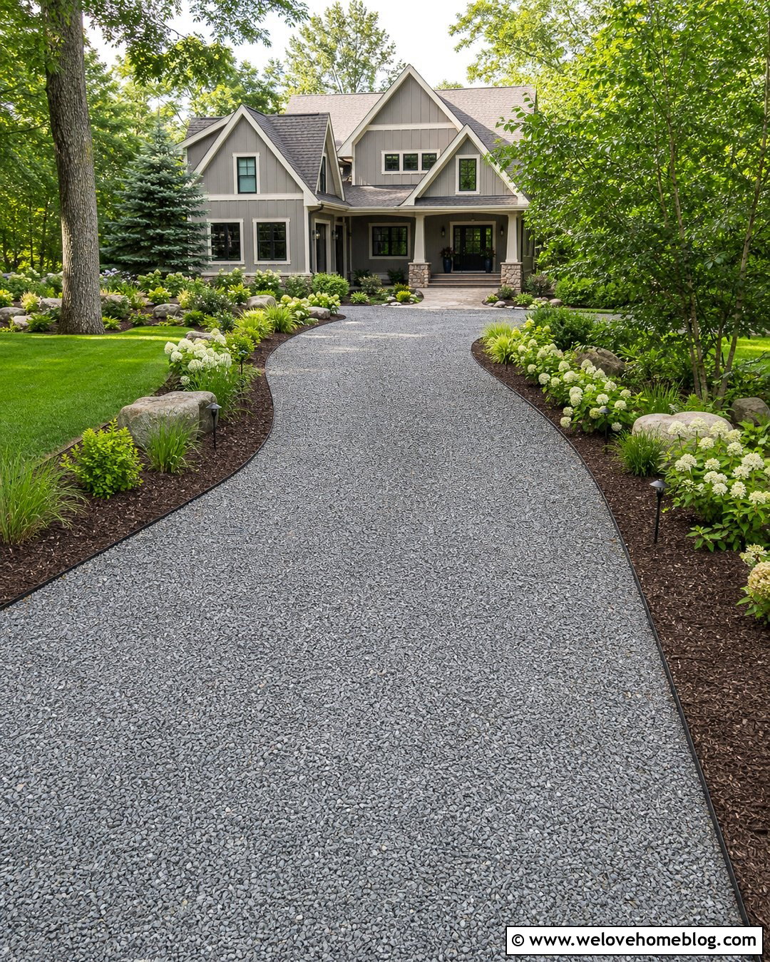 Gravel Driveway With Mulch Bed Curbing - 20 Gravel Driveway Curbing Ideas