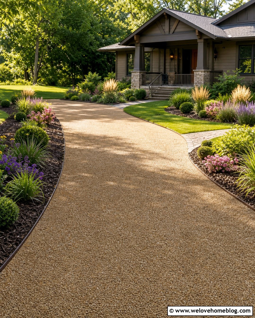 Gravel Driveway With Mulched Planting Beds - 35 gravel driveway landscaping ideas