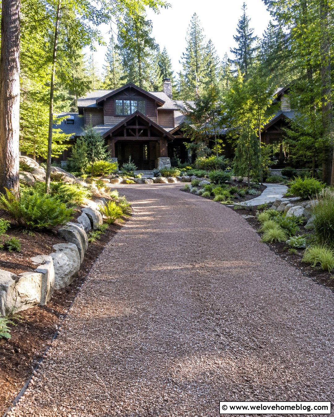 Gravel Driveway With Natural Boulder Edging - 20 Gravel Driveway Landscaping Edging Ideas