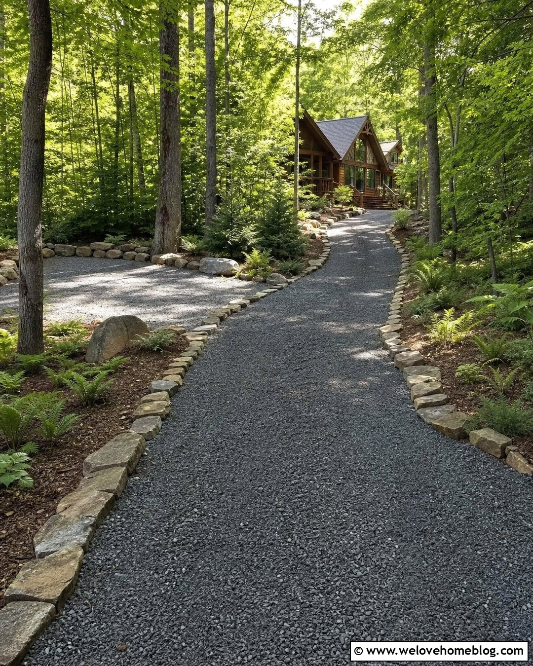 Gravel Driveway With Natural Rock Borders - 35 Gravel Driveway Cheap Ideas