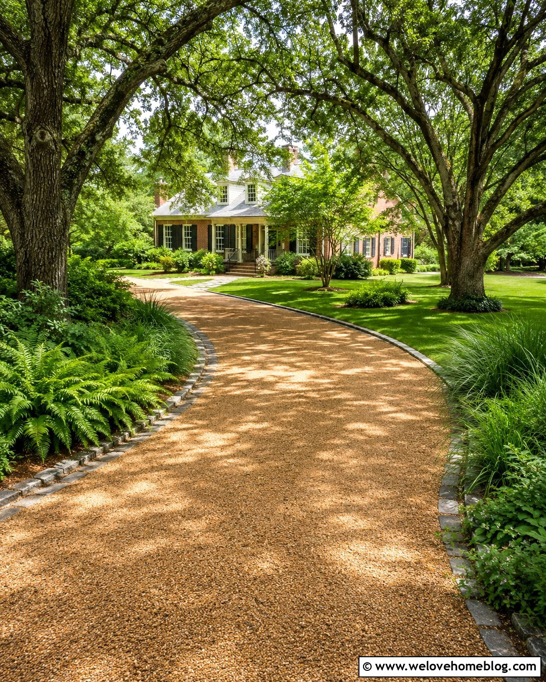 Gravel Driveway With Oak Trees - 20 Summer Tree-Lined Driveway Ideas