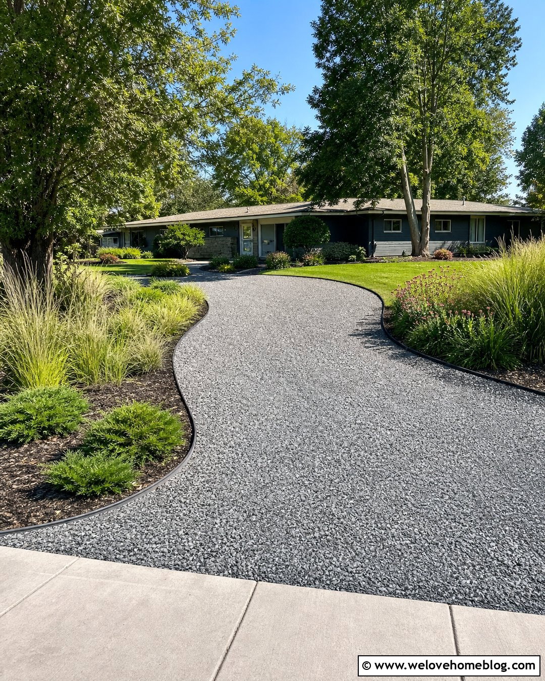 Gravel Driveway With Ornamental Grass Borders - 50 gravel driveway ideas