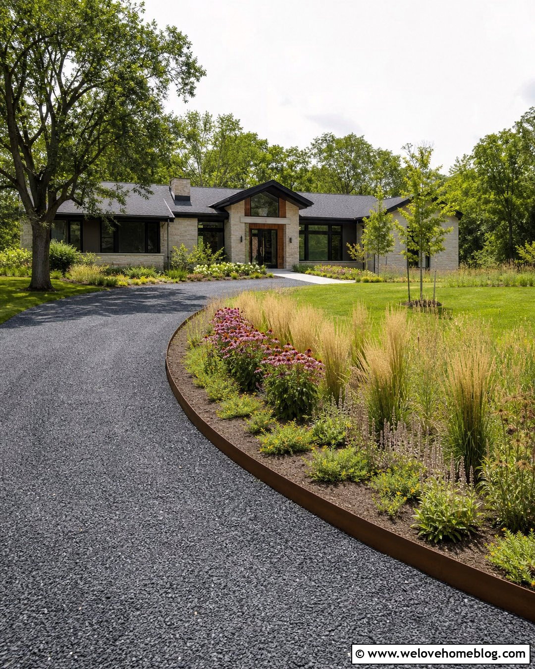 Gravel Driveway With Ornamental Grass Borders - 35 gravel driveway landscaping ideas