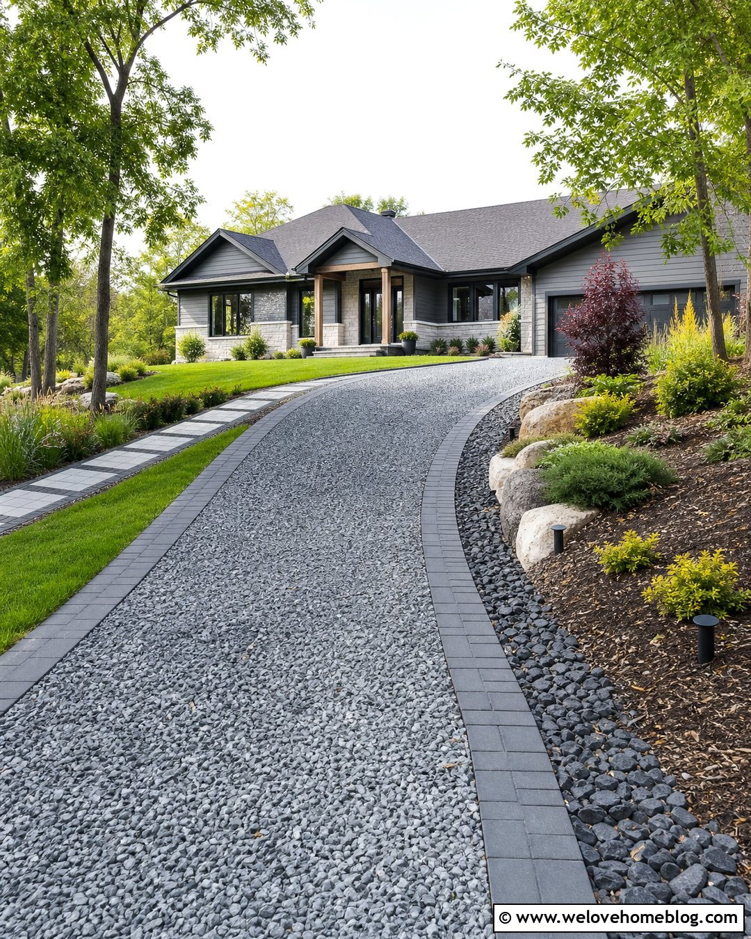 20 Gravel Driveway With Paver Border Ideas for Crisp Curb Appeal