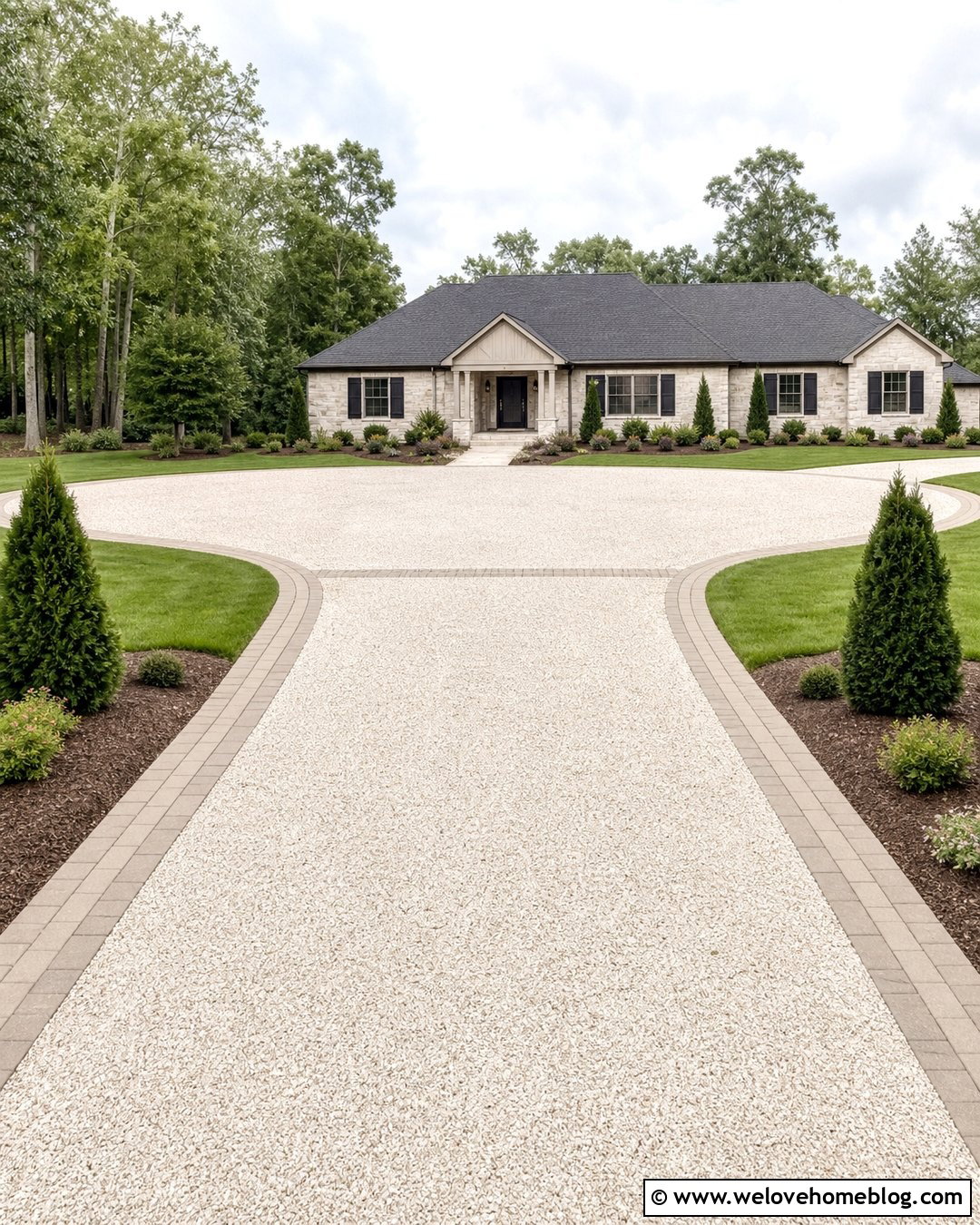 Gravel Driveway With Paver Parking Court - 20 gravel driveway with paver border ideas