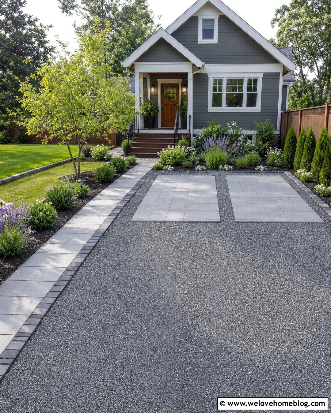 Gravel Driveway With Paver Parking Pads - 45 Driveway Design Ideas