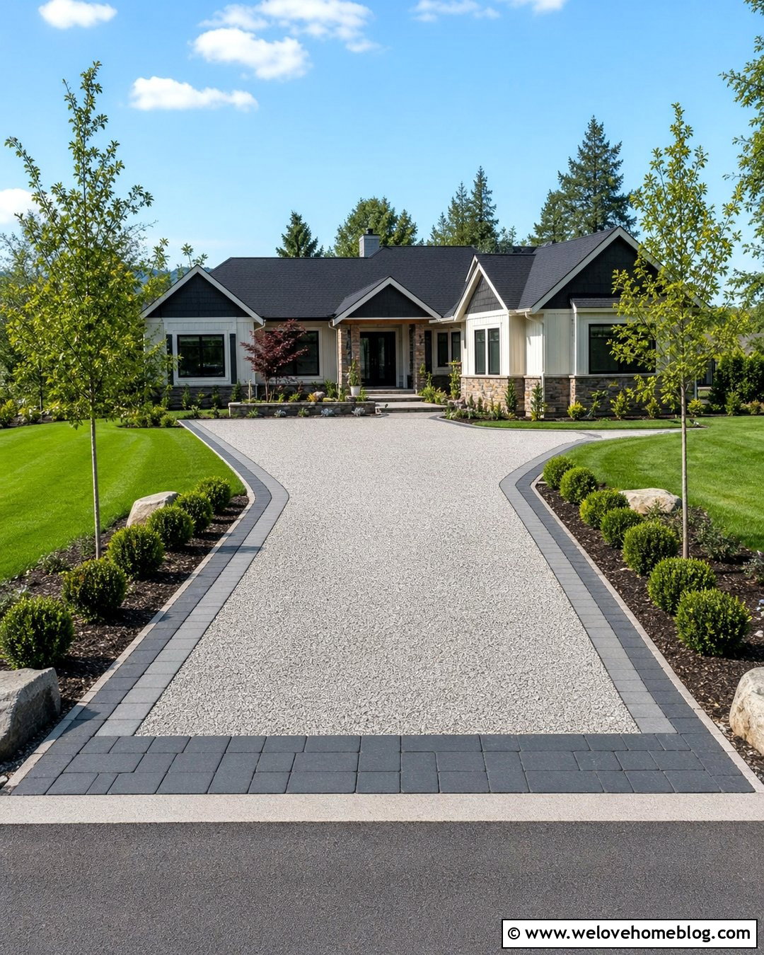 Gravel Driveway With Paver Ribbon Border - 20 gravel driveway with border ideas